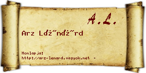 Arz Lénárd névjegykártya
